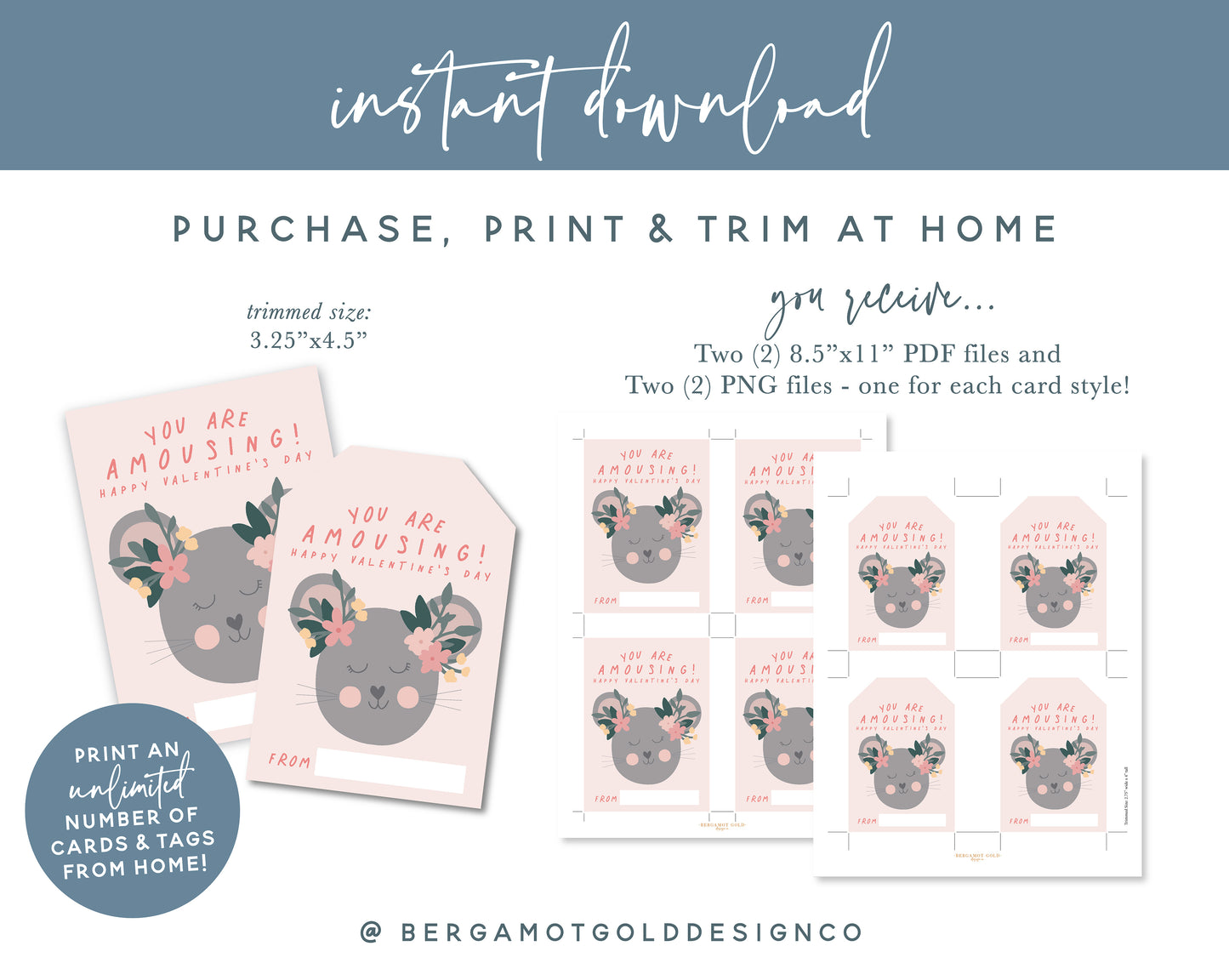 Valentine Mouse Card and Gift Tag