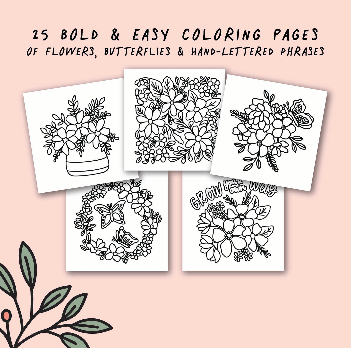 Blooms and Butterflies Coloring Book