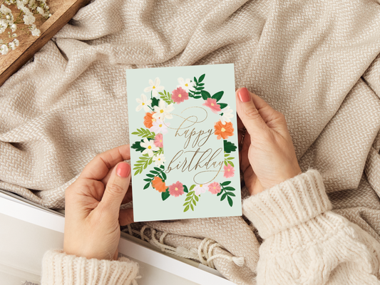 Birthday Greeting Card - Cosmos Flower Happy Birthday Card