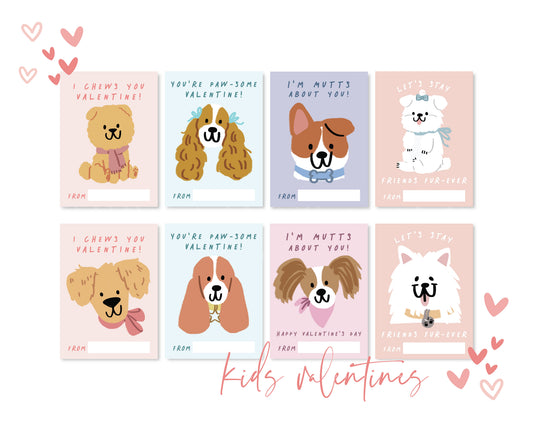 Valentine Dogs - Set of 8 Digital Download Cards