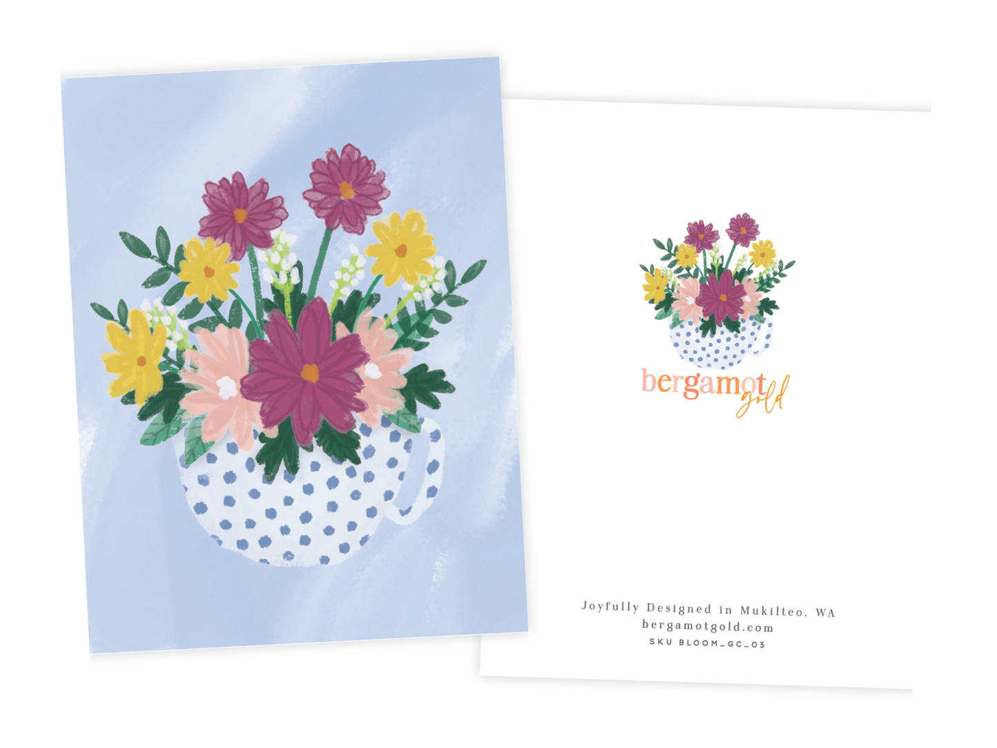 Tea Cup Flowers Greeting Card