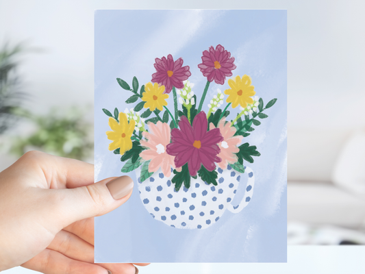 Tea Cup Flowers Greeting Card