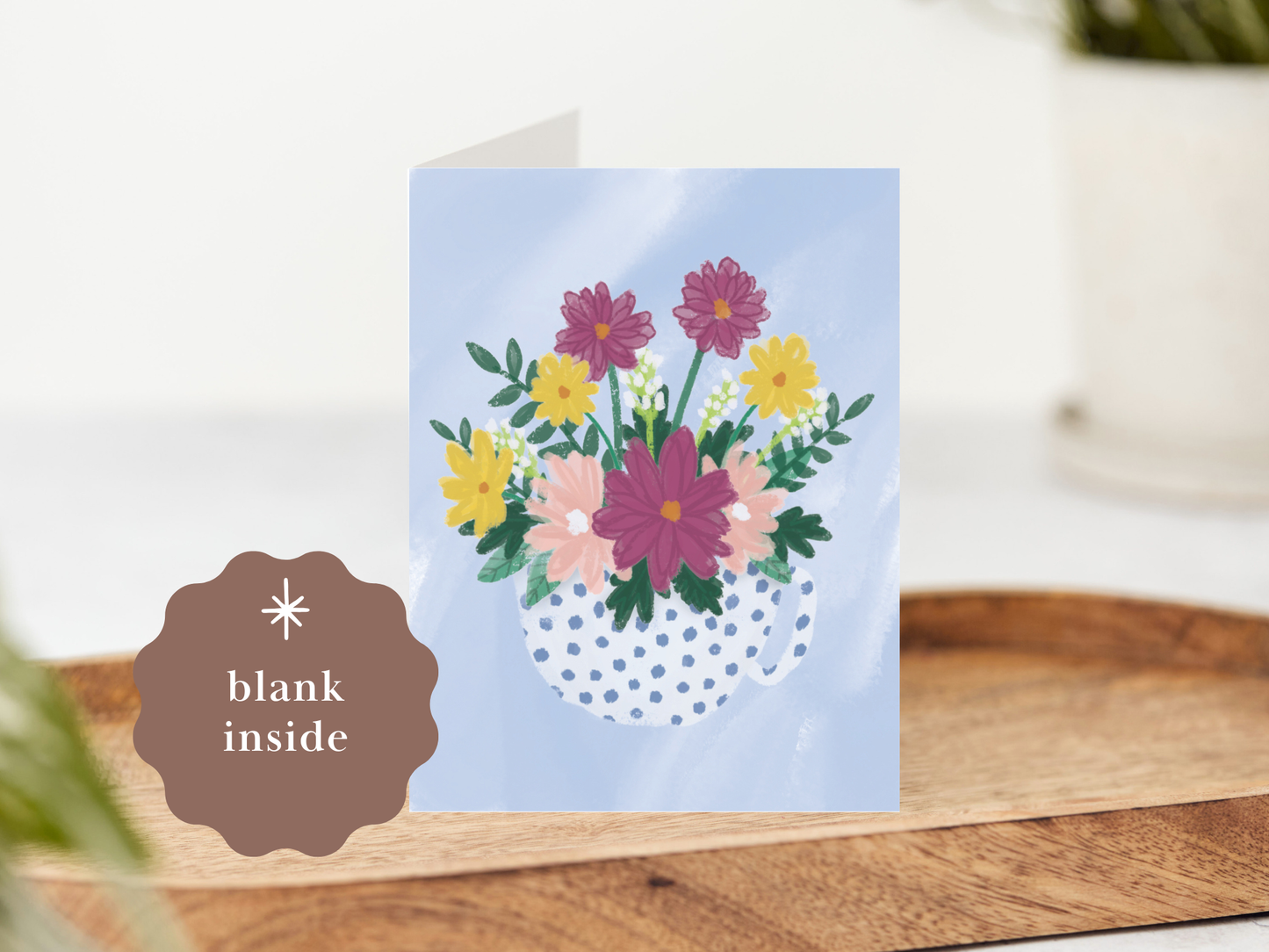 Tea Cup Flowers Greeting Card
